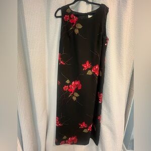 Jessica Howard Black Dress with Red Floral Pattern